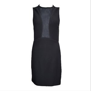AQ/AQ Dress Black Fitted Cocktail Scorpio Midi Mesh Panels Knit LBD sz 6